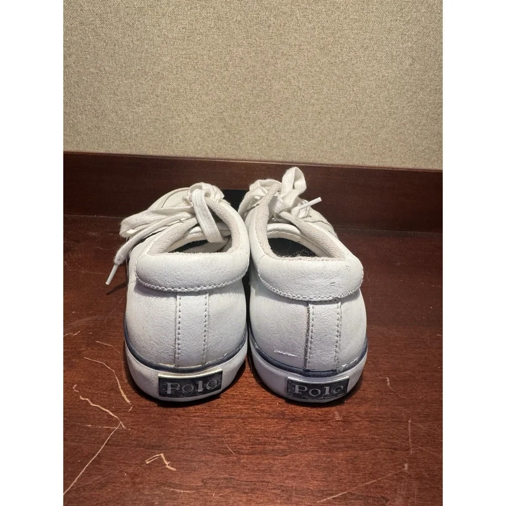 Polo Ralph Lauren Women's 6.5 White Leather Sneakers Low Top Lace Up Pony Logo